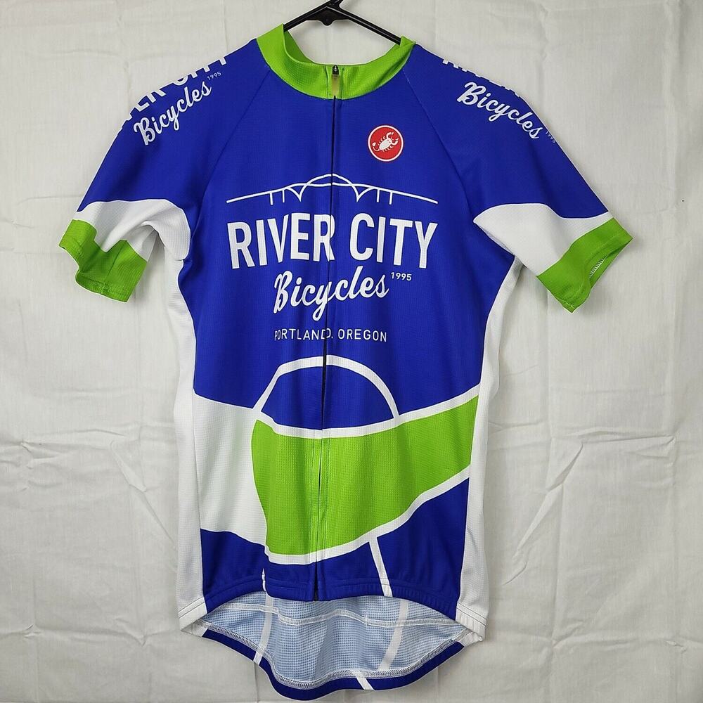 Castelli Womens Multicolor River City Bicycle Short Sleeve Cycling Jersey Size L